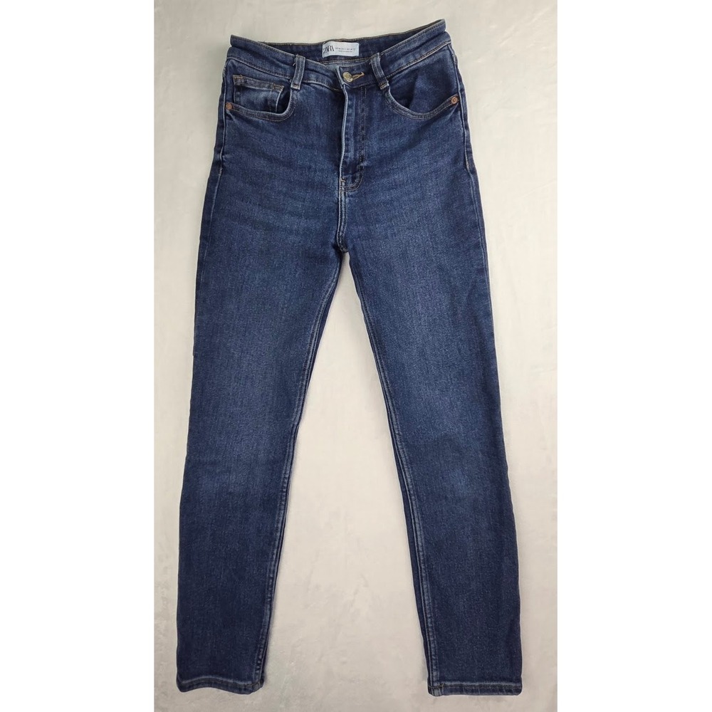 Zara Skinny Jeans Womens 4 Blue Warm High Rise Dark Wash Denim Excellent